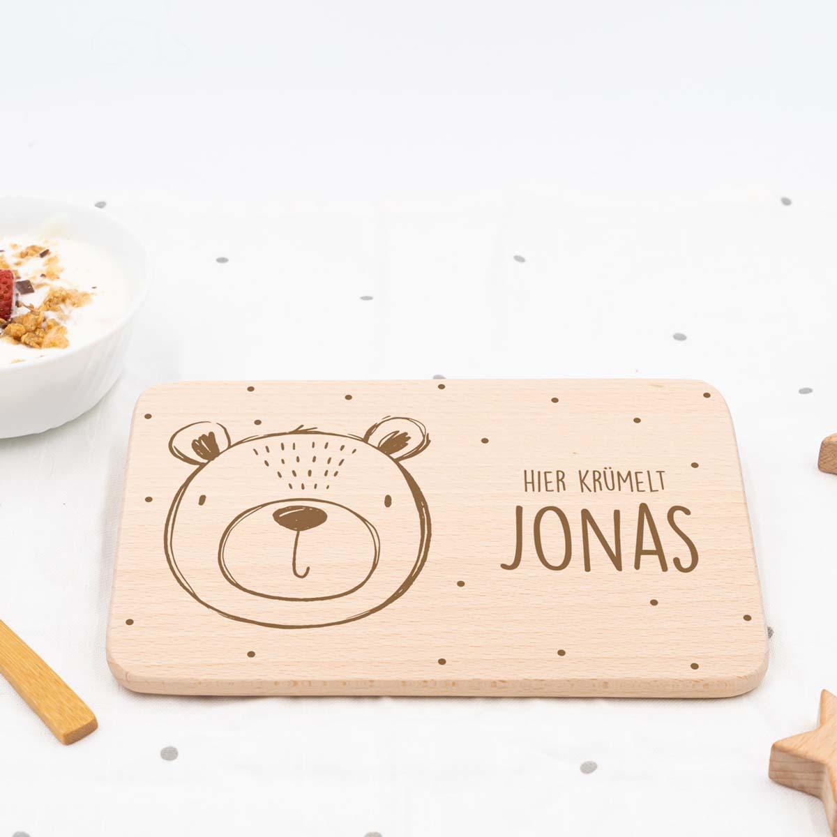 personalized bear breakfast board with custom name engraving