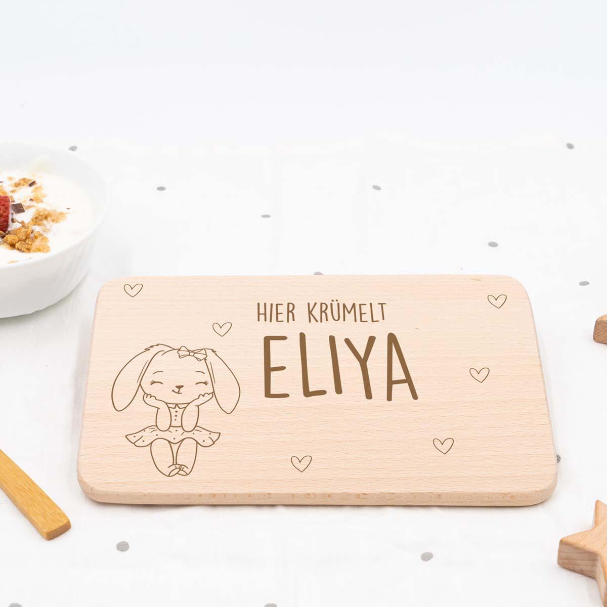 personalized rabbit breakfast board with custom name