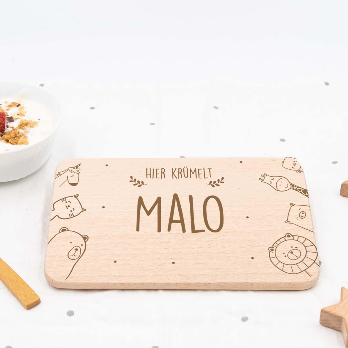 personalized animal family breakfast board with custom name