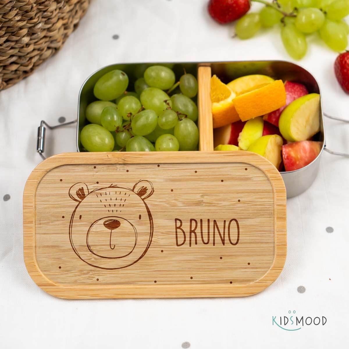 personalized lunchbox with bear face design