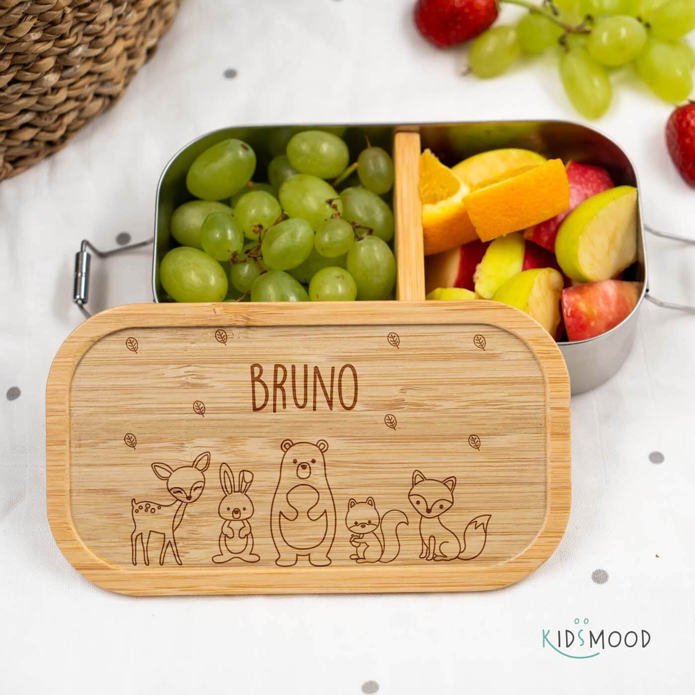 personalized lunchbox with forest animals design