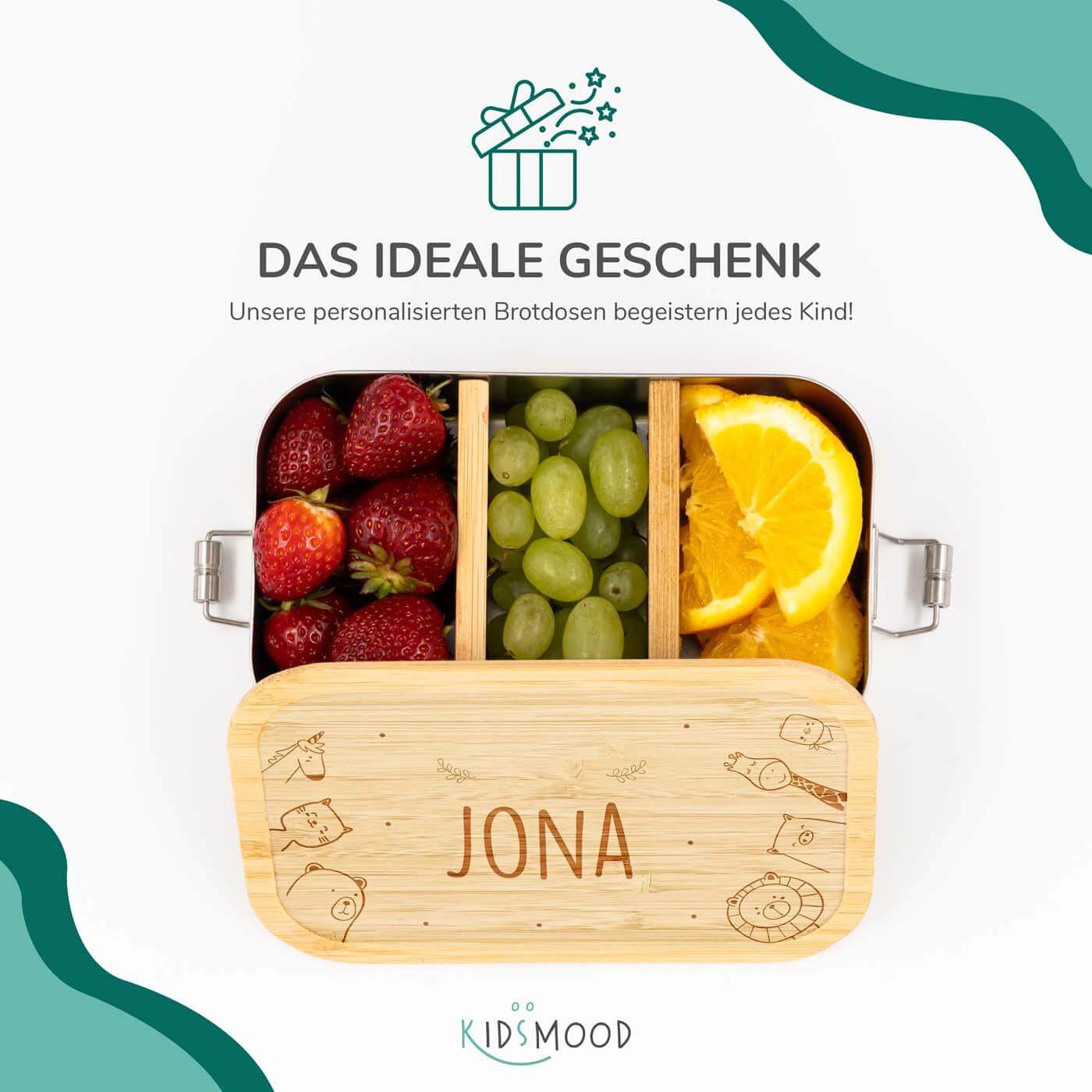 lunchbox with animal family design and personalized name