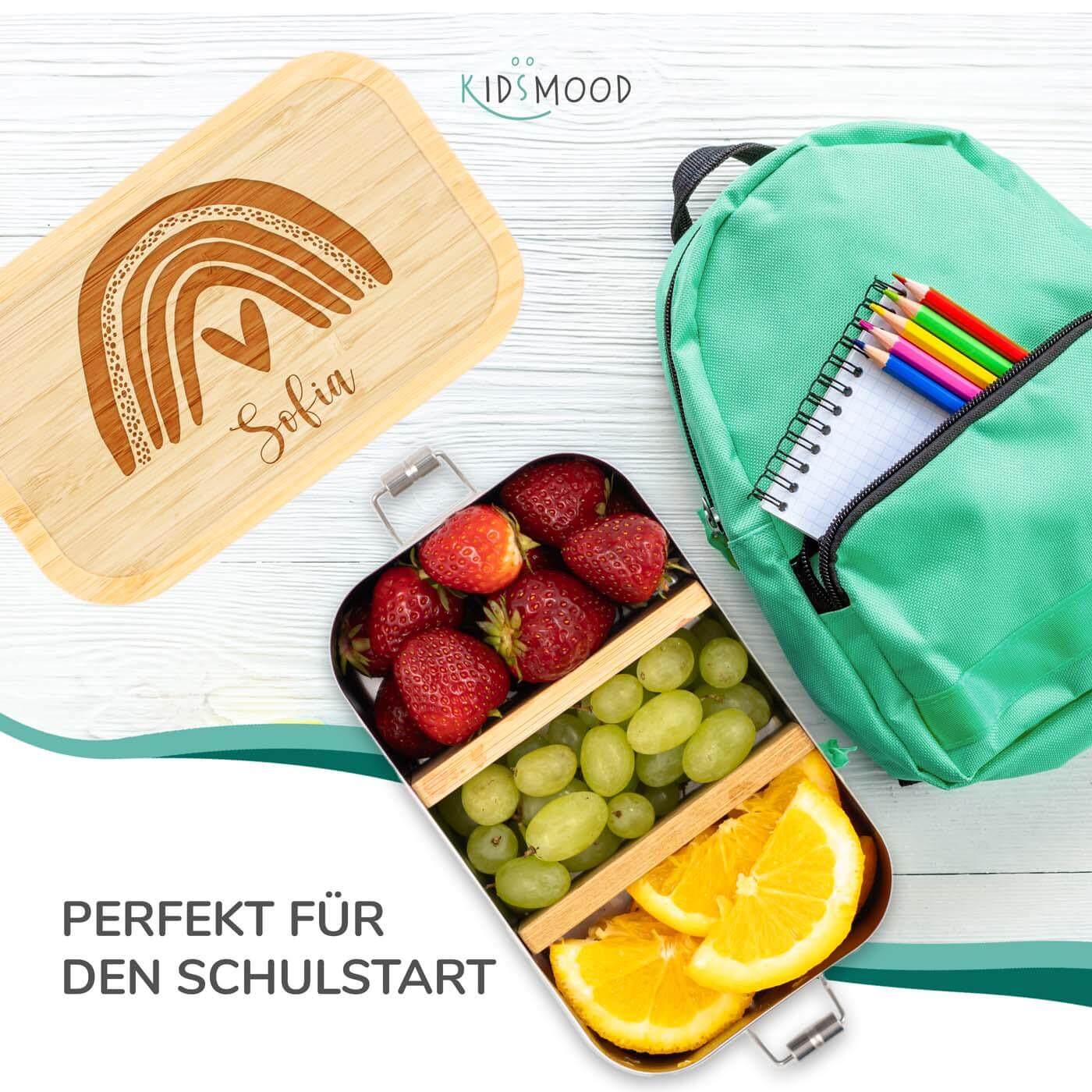 close-up of lunchbox with regenbogen motif