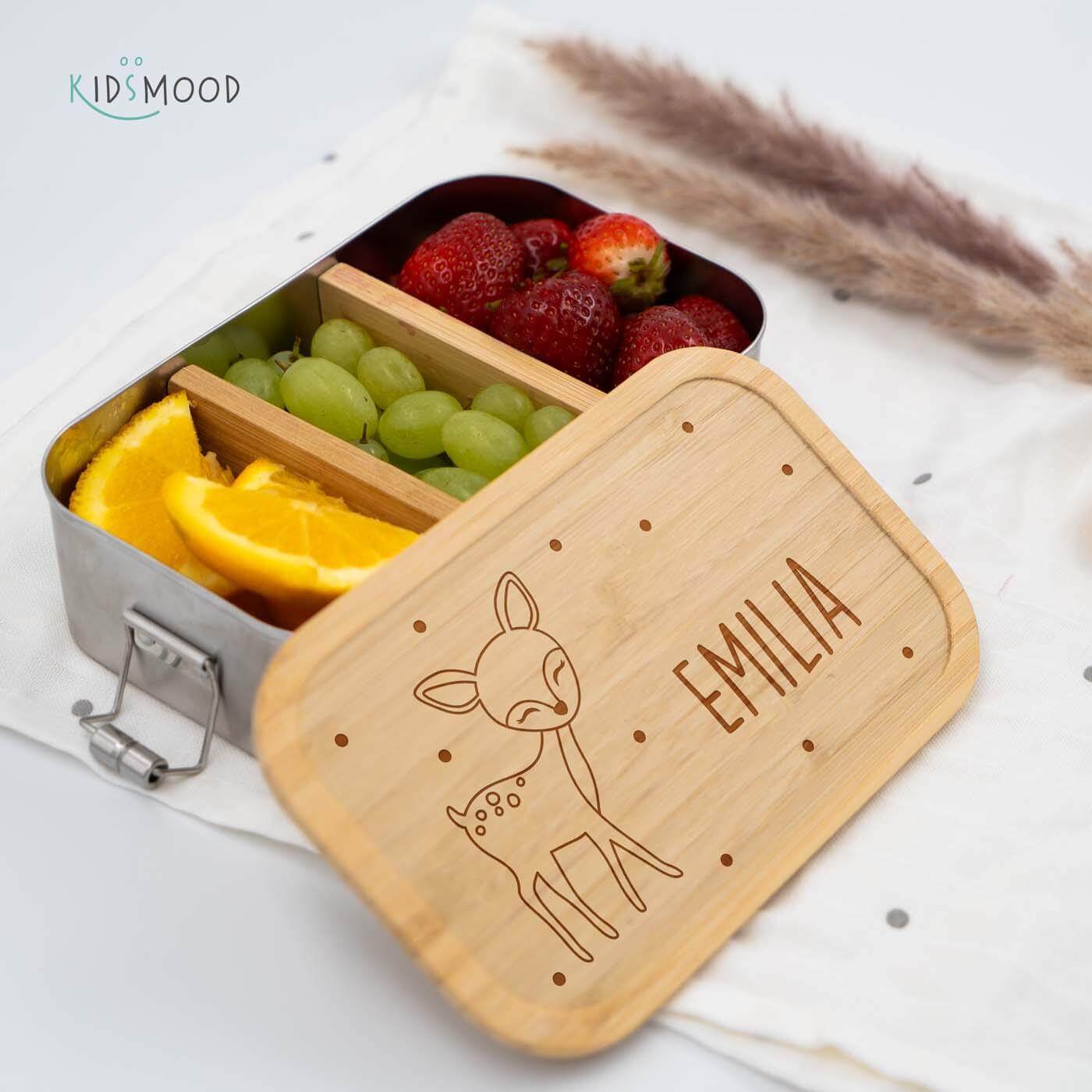 close-up of lunchbox with reh motif