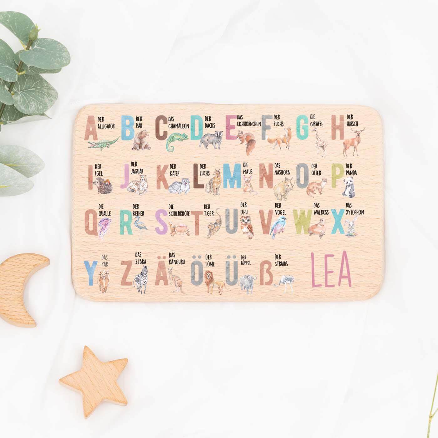 engraved breakfast board with bear and custom name