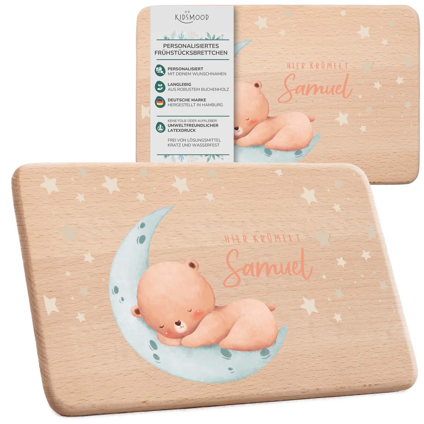 personalisiertes frühstücksbrettchen mit baby bär design