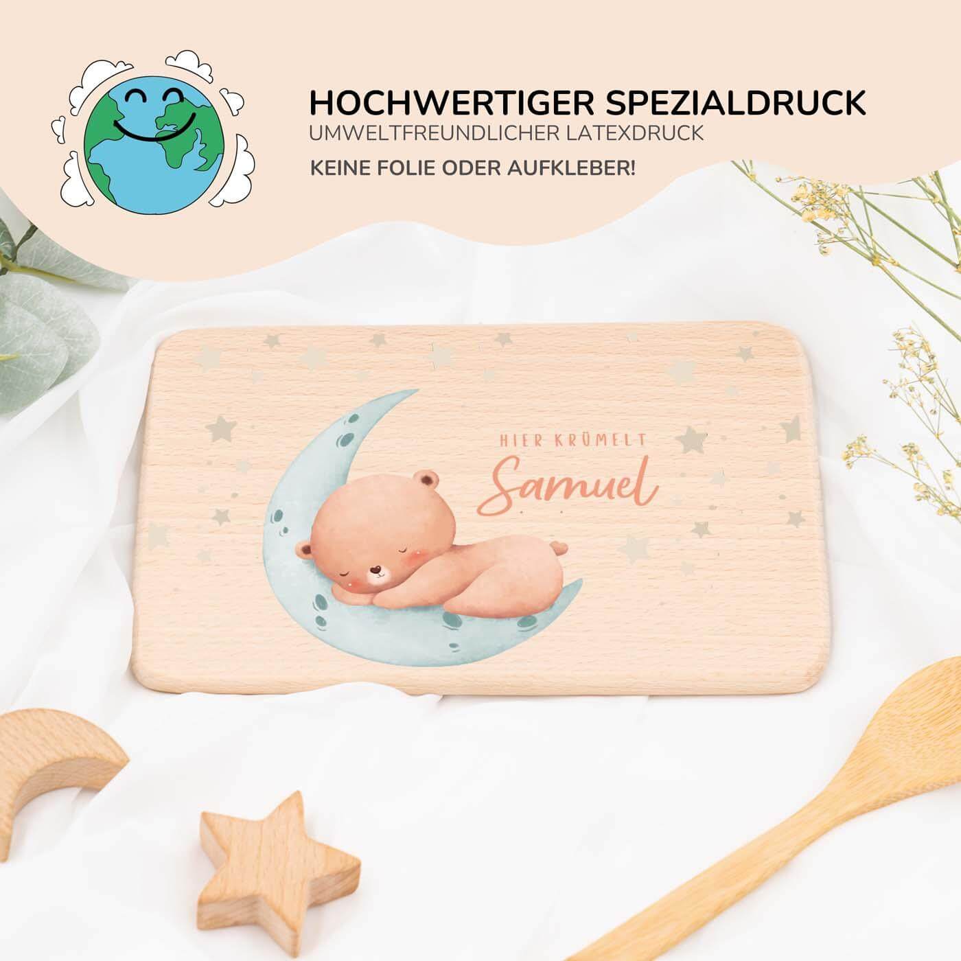frühstücksbrettchen mit baby bär motiv und individuellem namen