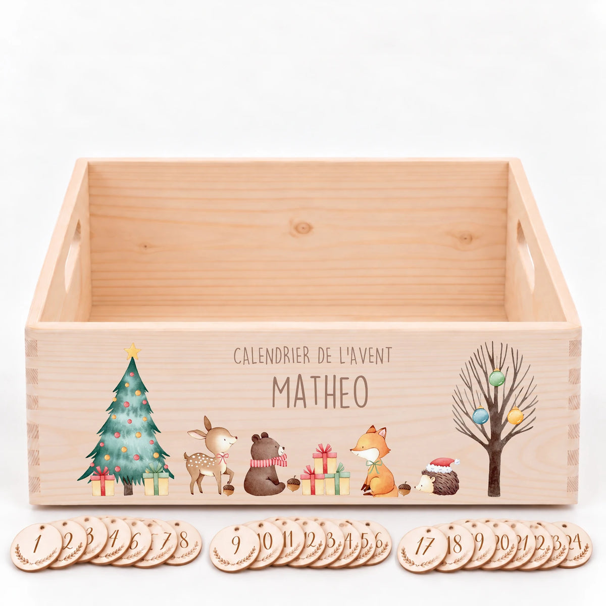 Calendrier de l'Avent personnalisé - Faon et cadeaux
