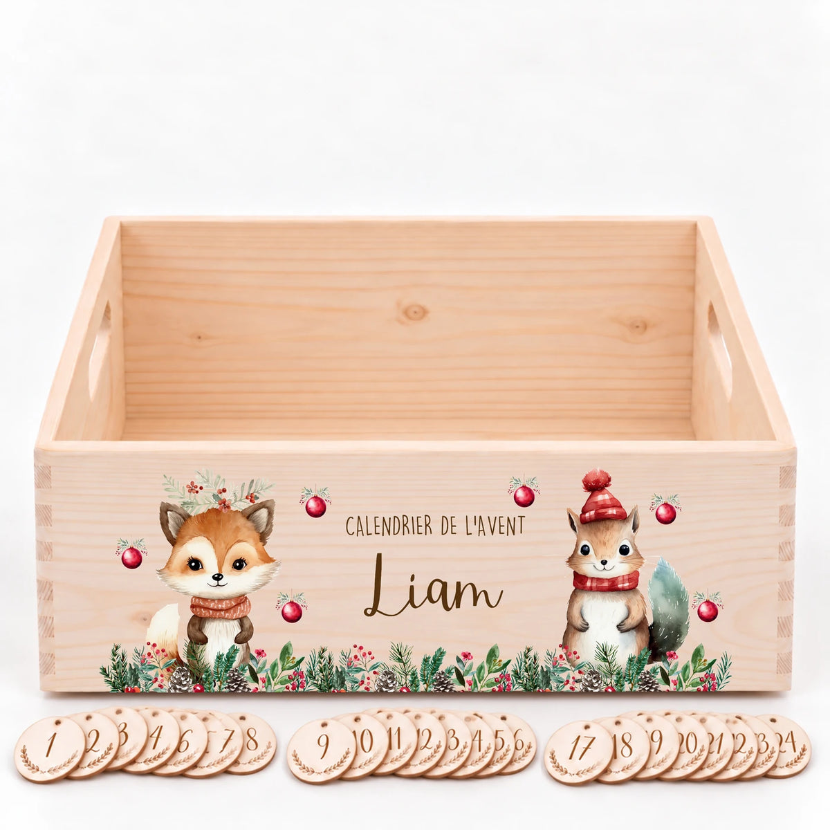 Calendrier de l'Avent personnalisé - Renard et écureuil