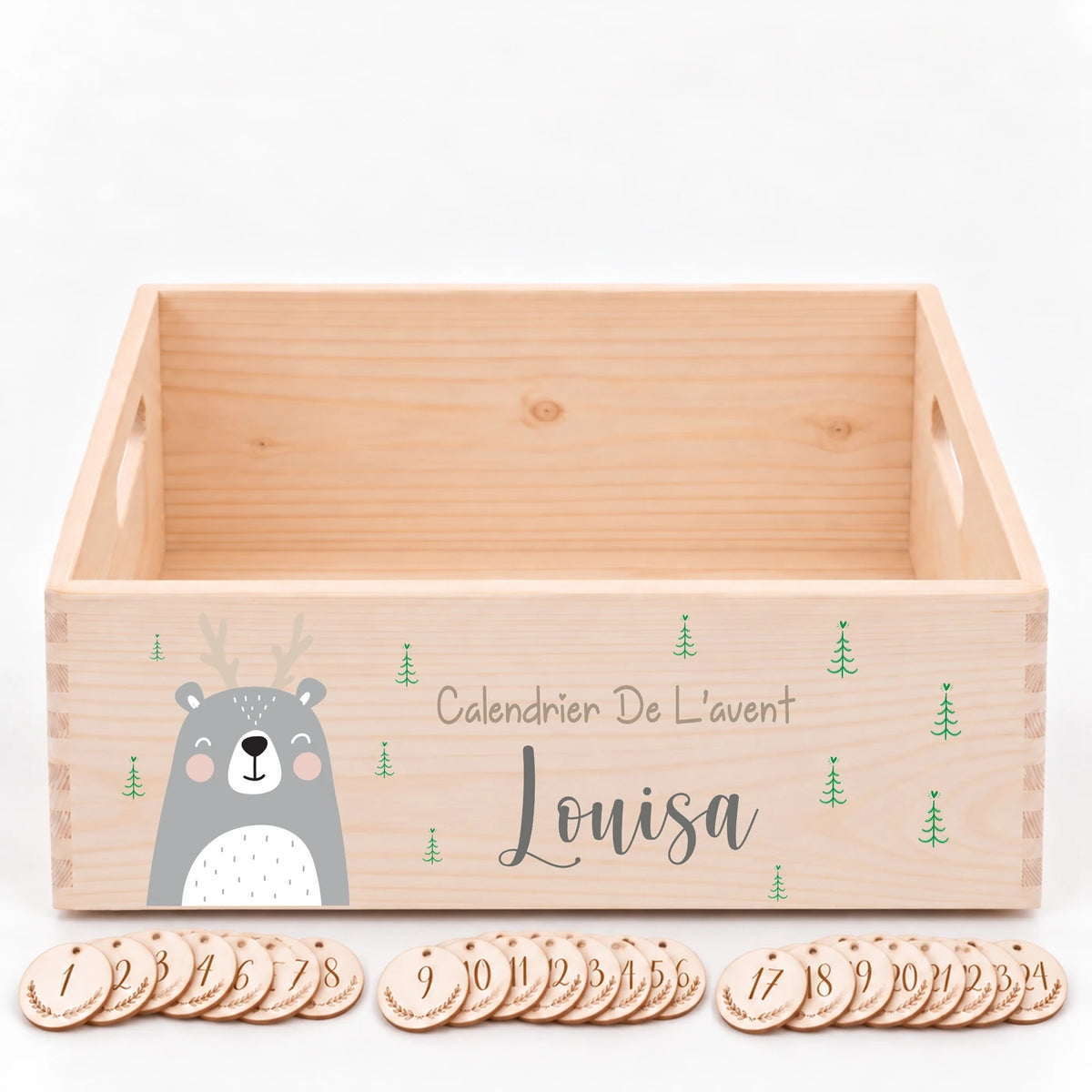 Calendrier de l'Avent personnalisé - Ours gris