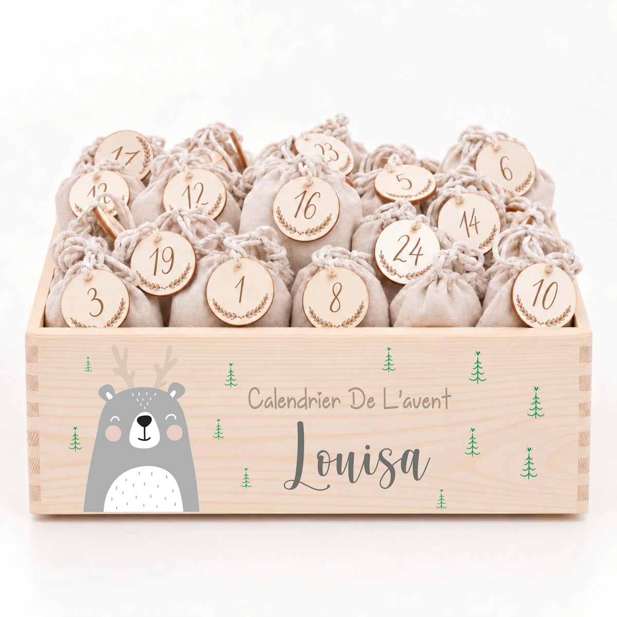 Calendrier de l'Avent personnalisé - Ours gris