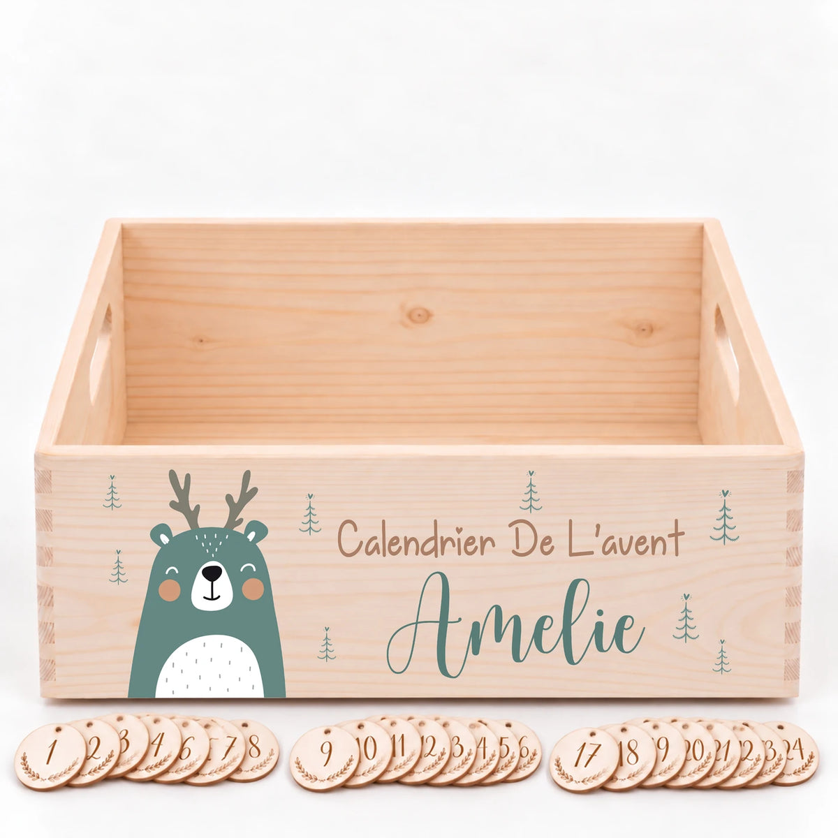 Calendrier de l'Avent personnalisé - Renne vert