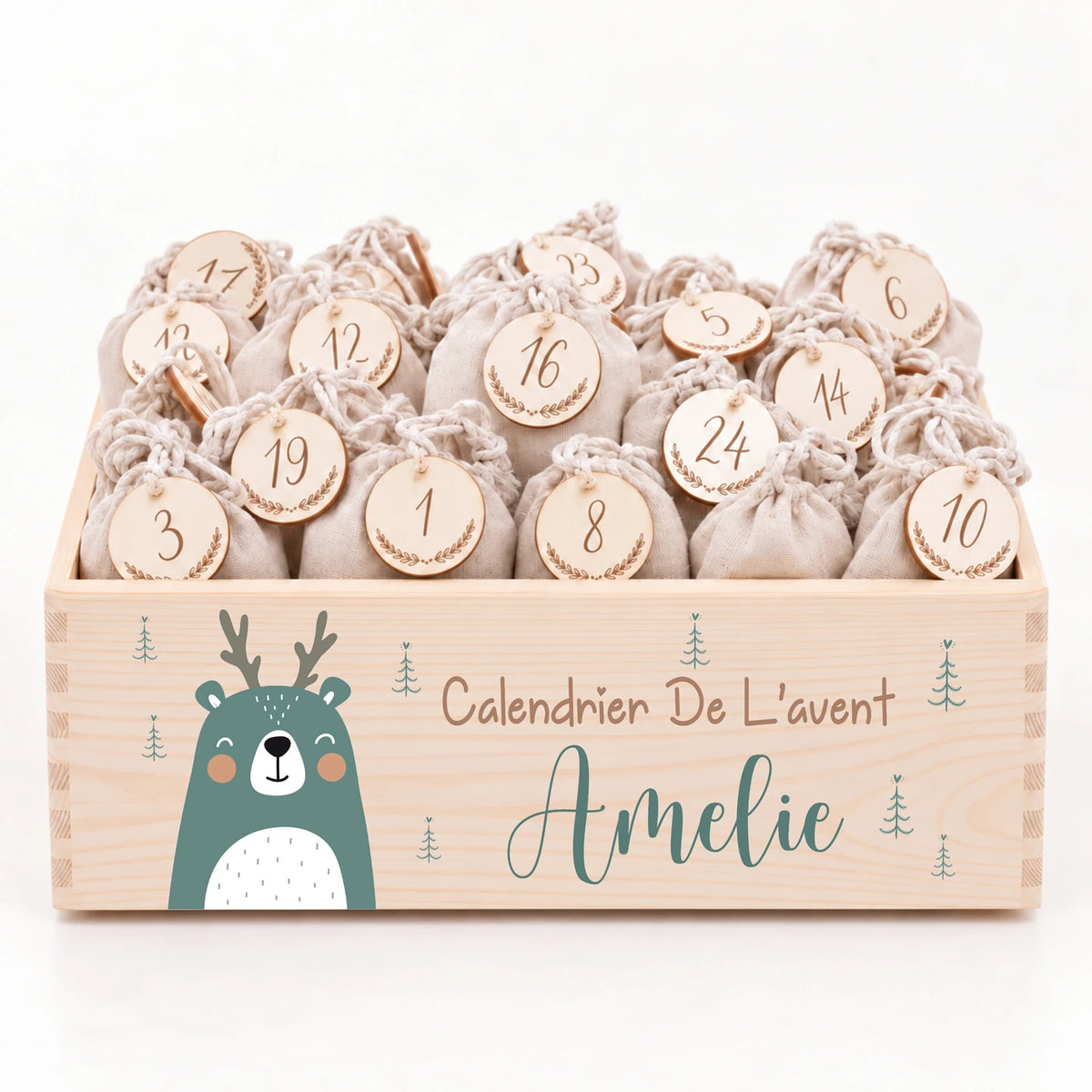 Calendrier de l'Avent personnalisé - Renne vert
