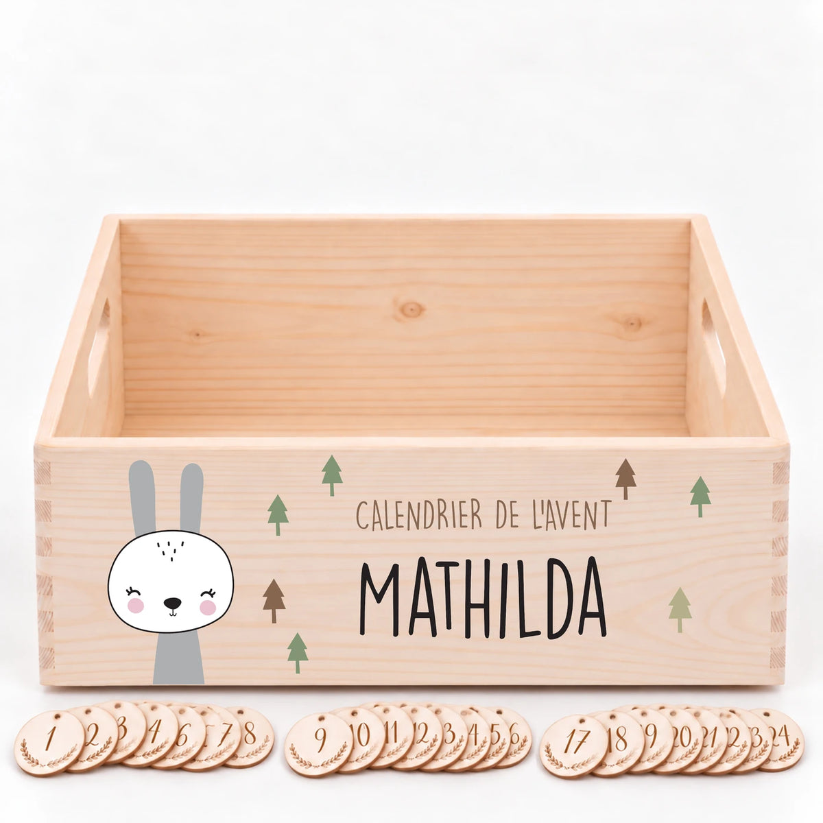 Calendrier de l'Avent personnalisé - Lapin blanc