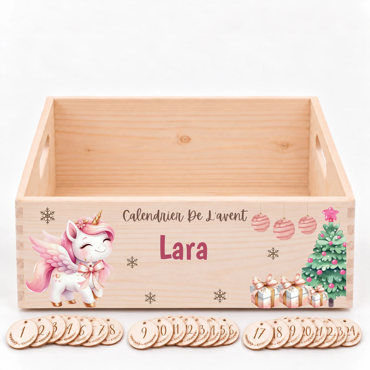 Calendrier de l'Avent personnalisé - Licorne de Noël