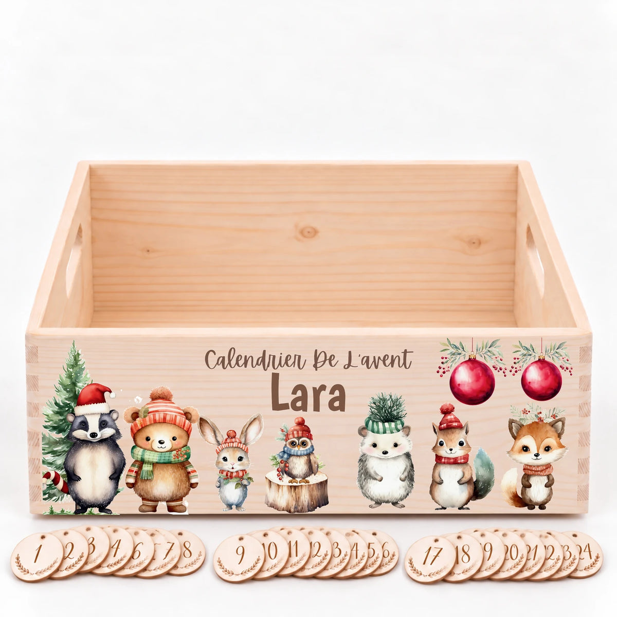 Calendrier de l'Avent personnalisé - Blaireau et amis
