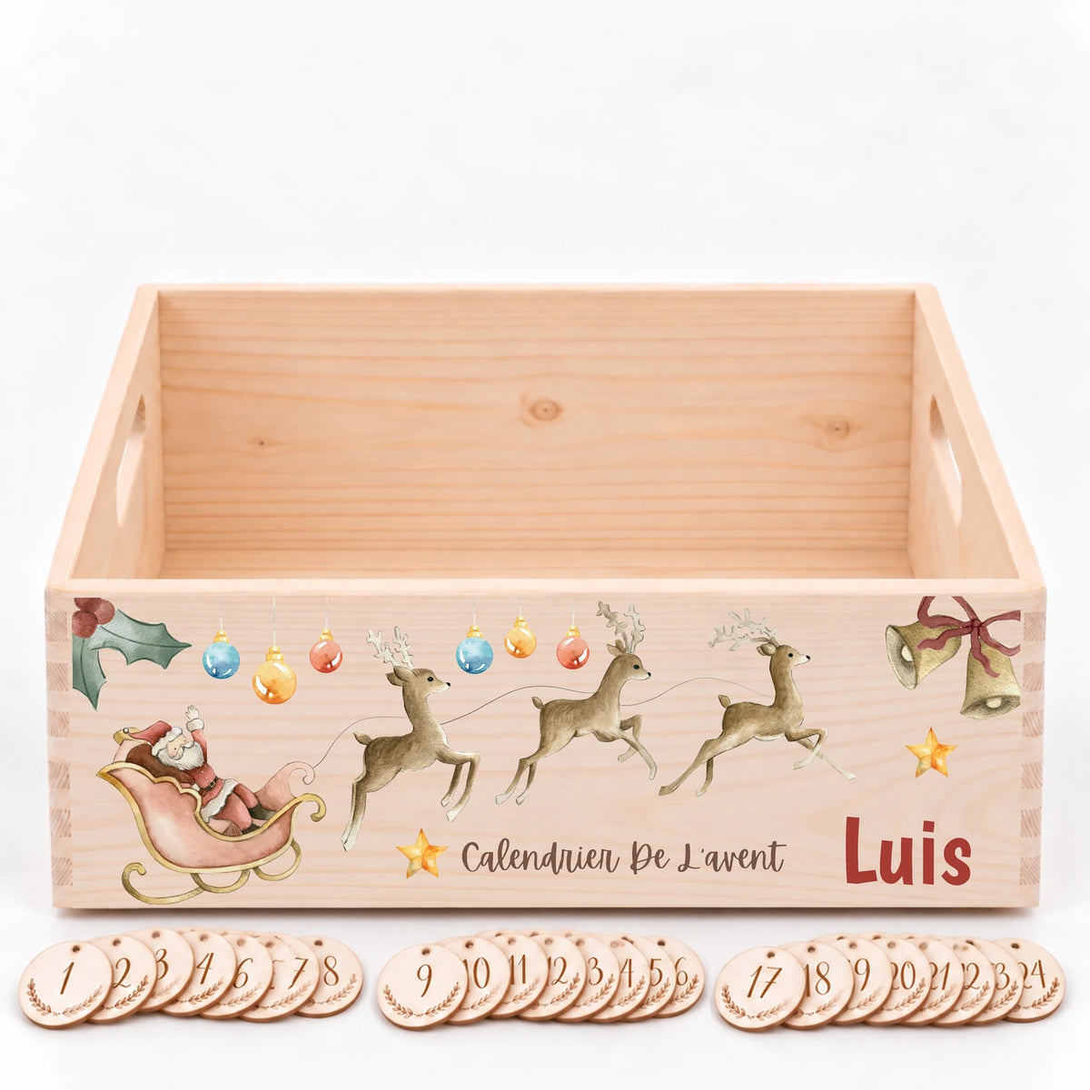 Calendrier de l'Avent personnalisé - Père Noël en traîneau