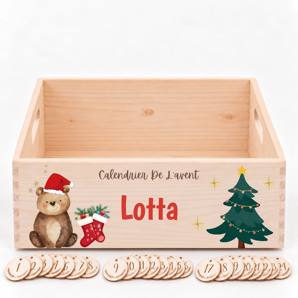 Calendrier de l'Avent personnalisé - Ours et chaussettes