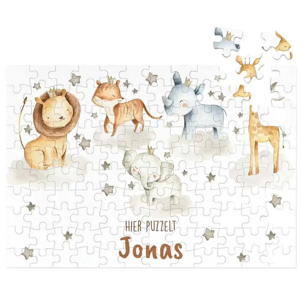 Kinderpuzzle personalisiert mit Namen - Wilde Safari