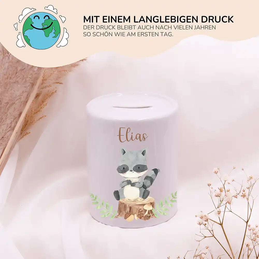 Spardose Kinder aus Keramik - Waschbär
