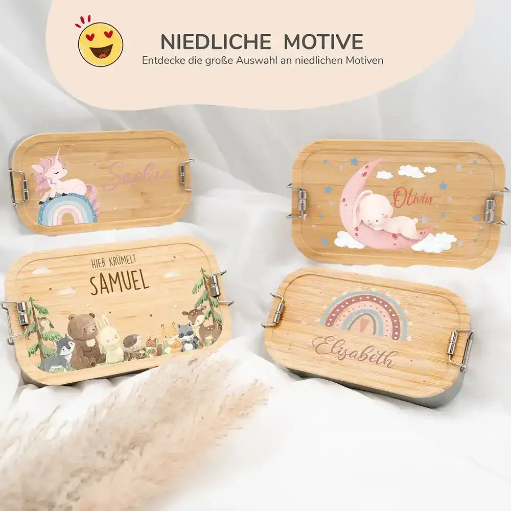 nahaufnahme der brotdose mit baby hase motiv