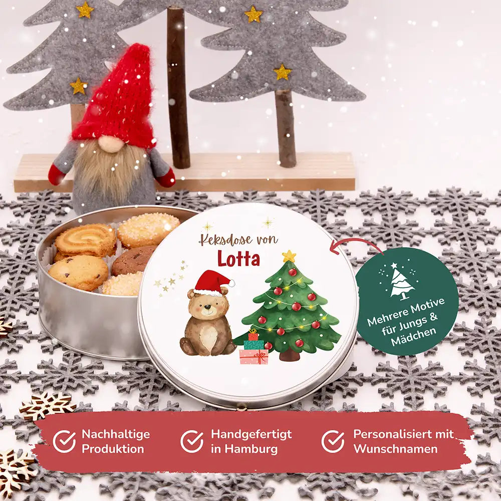 Keksdose aus Metal personalisiert - Weihnachtsbär