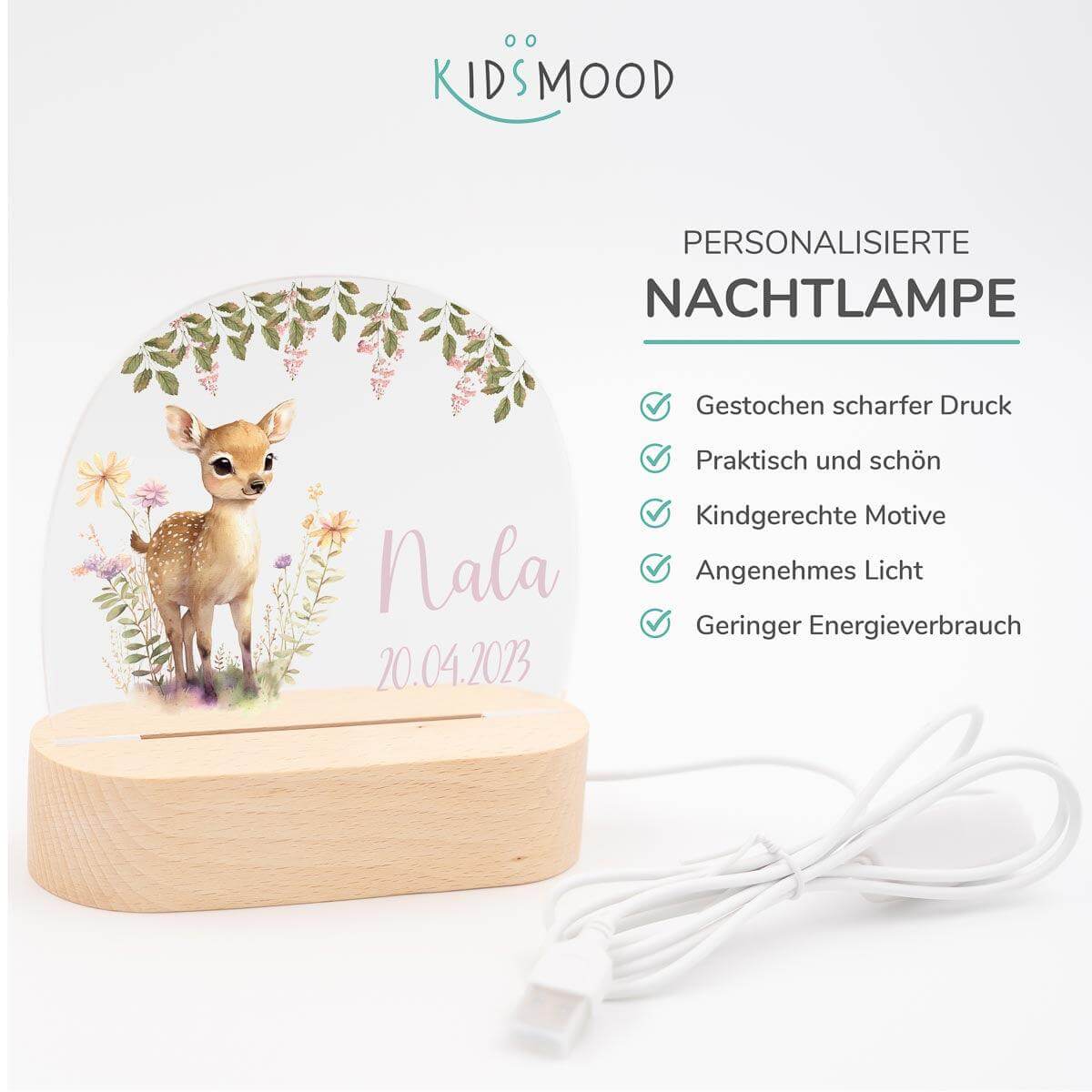 detailed view of deer design on night lamp