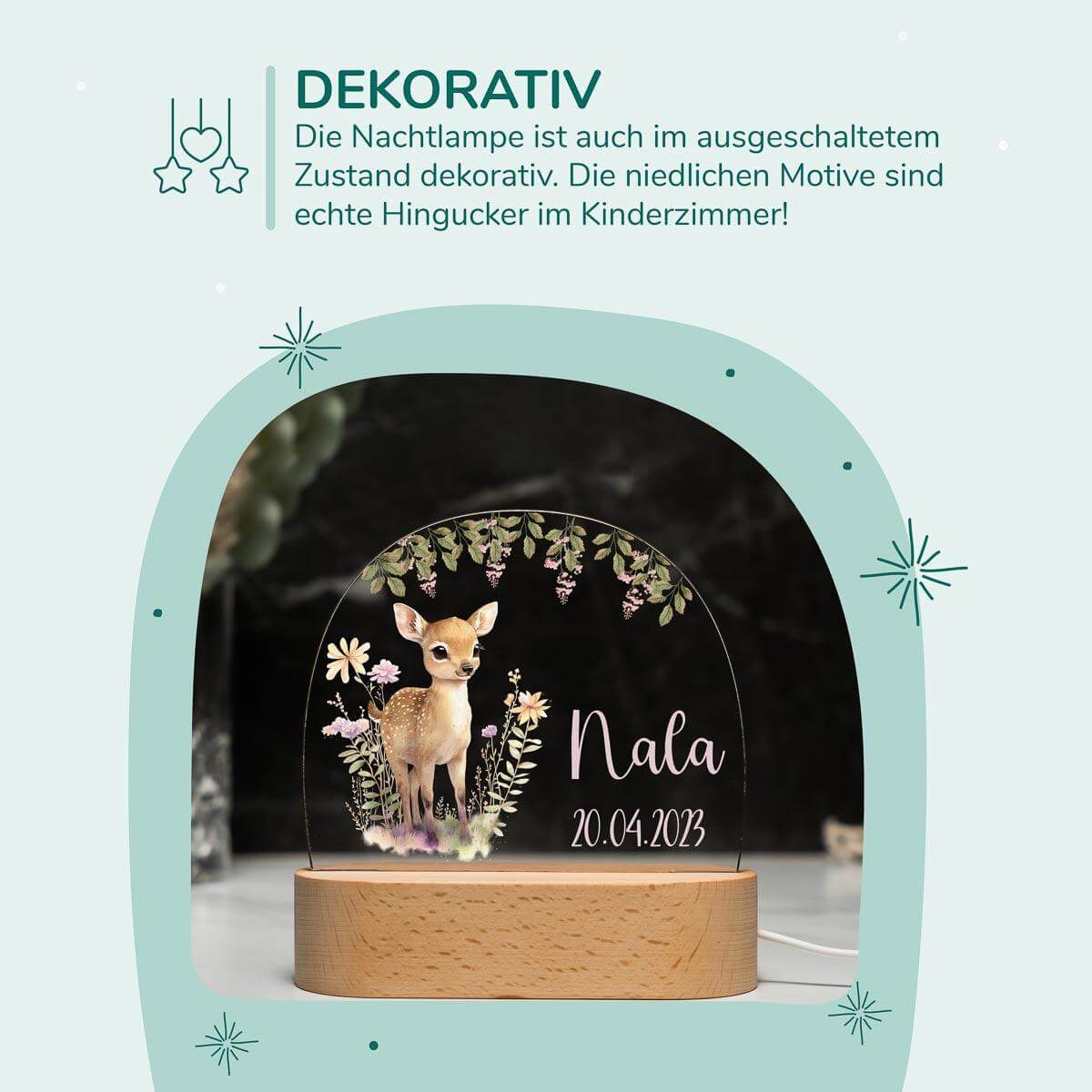 high-quality personalized night lamp with deer