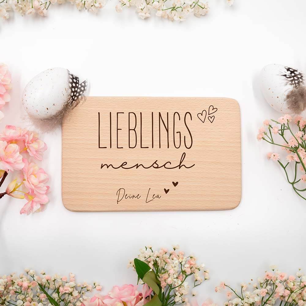 Frühstücksbrettchen Holz Lieblingsmensch aus Holz mit Gravur - Geschenk