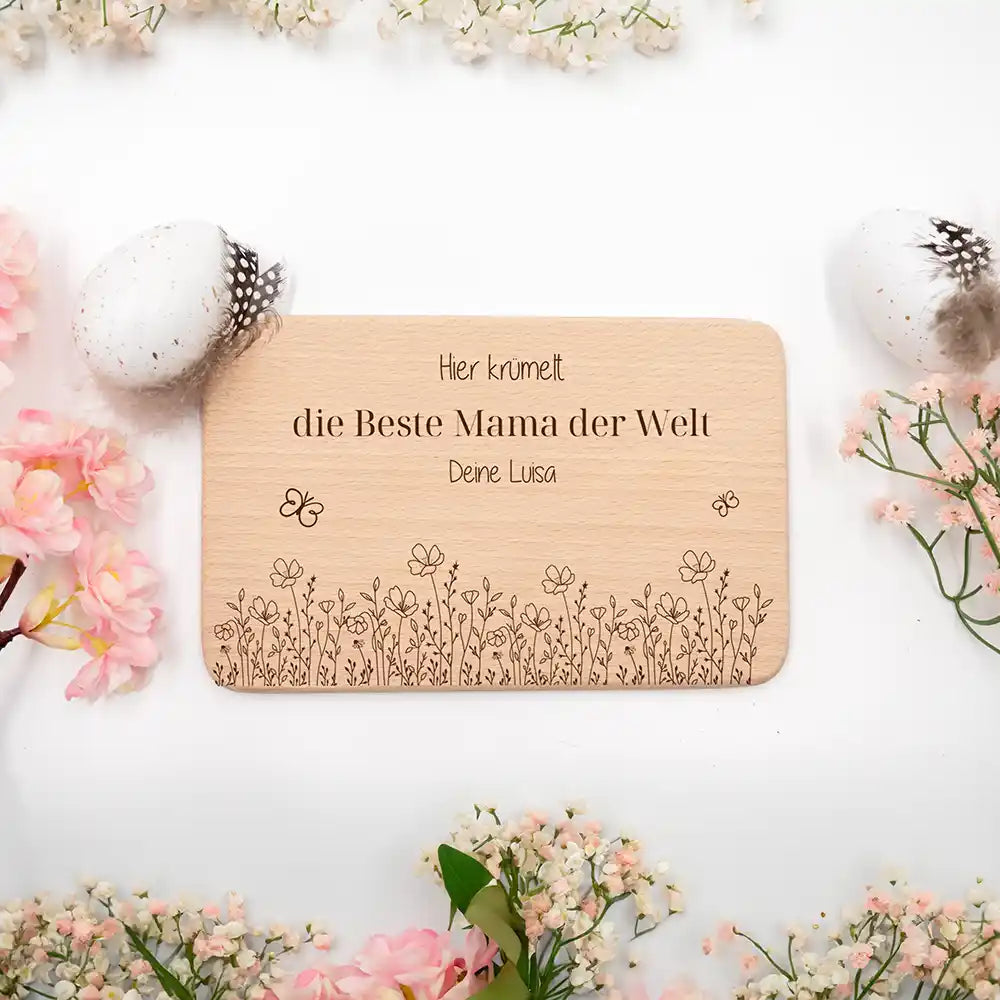 Frühstücksbrettchen Holz Die beste Mama der Welt mit Gravur - Geschenk Muttertag