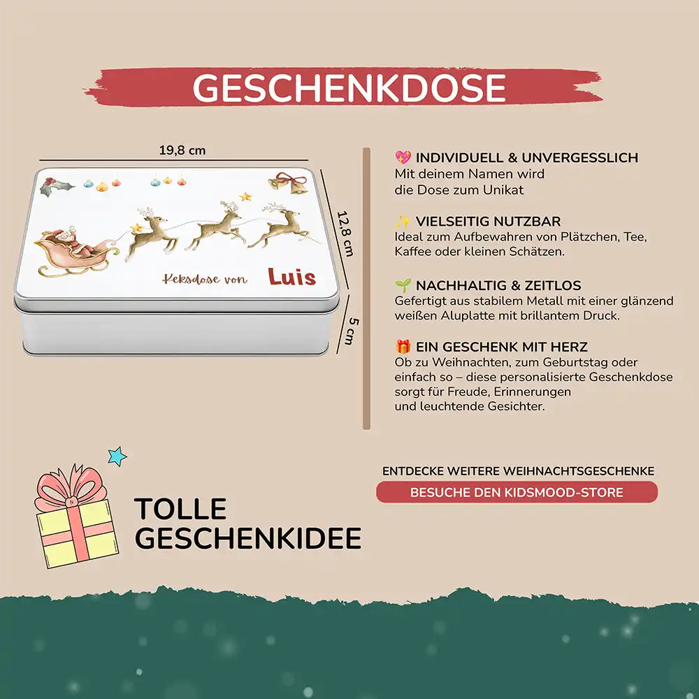 Keksdose aus Metal personalisiert - Rentiere