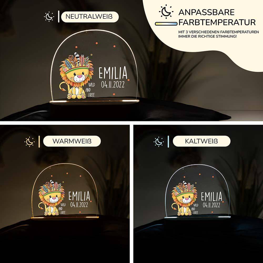 custom night lamp with lion and wild & free design