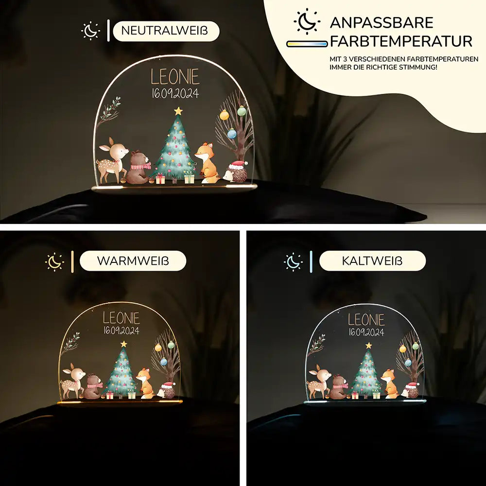 Nachtlicht Kinder personalisiert Weihnachten - Fuchs am Weihnachtbaum