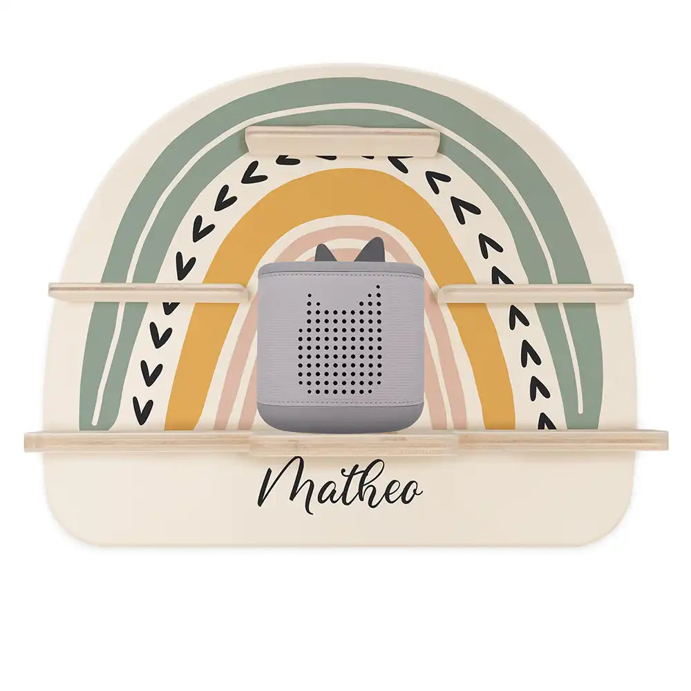 Tonie Regal aus Holz, Toniebox Regal personalisiert Regenbogen 1
