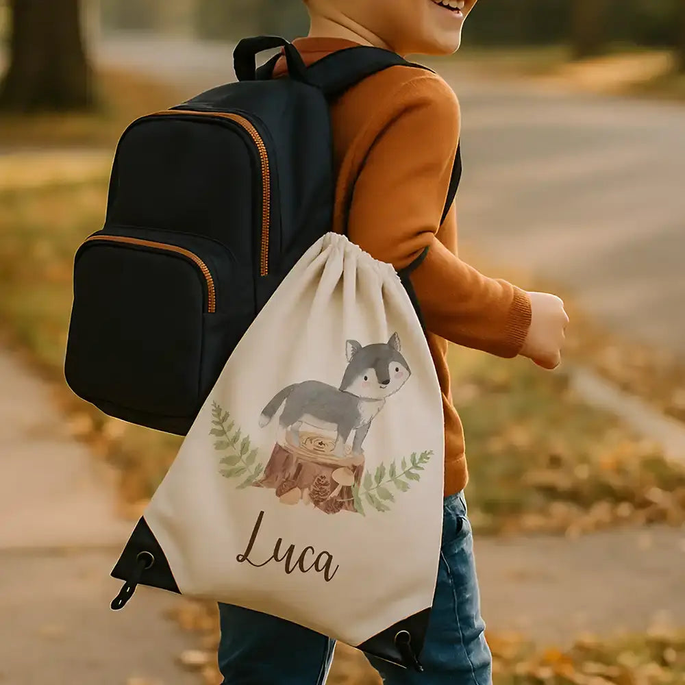 Personalisierter Turnbeutel mit Namen - Dachs