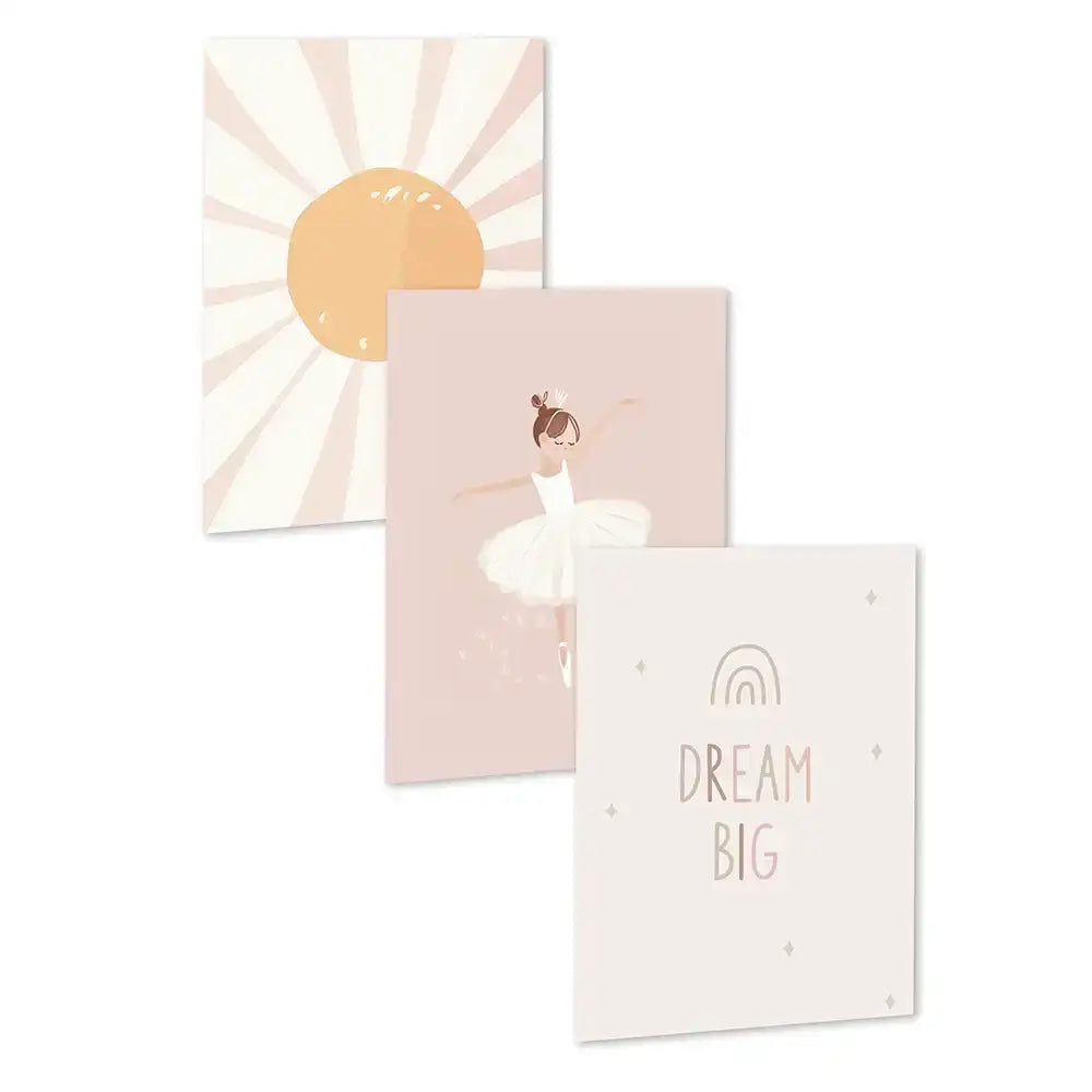 Poster 3er-Set - Sonne, Ballerina & Dream Big fürs Kinderzimmer