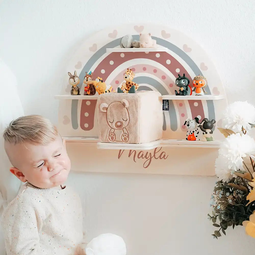 Tonie Regal aus Holz, Toniebox Regal personalisiert Regenbogen 5