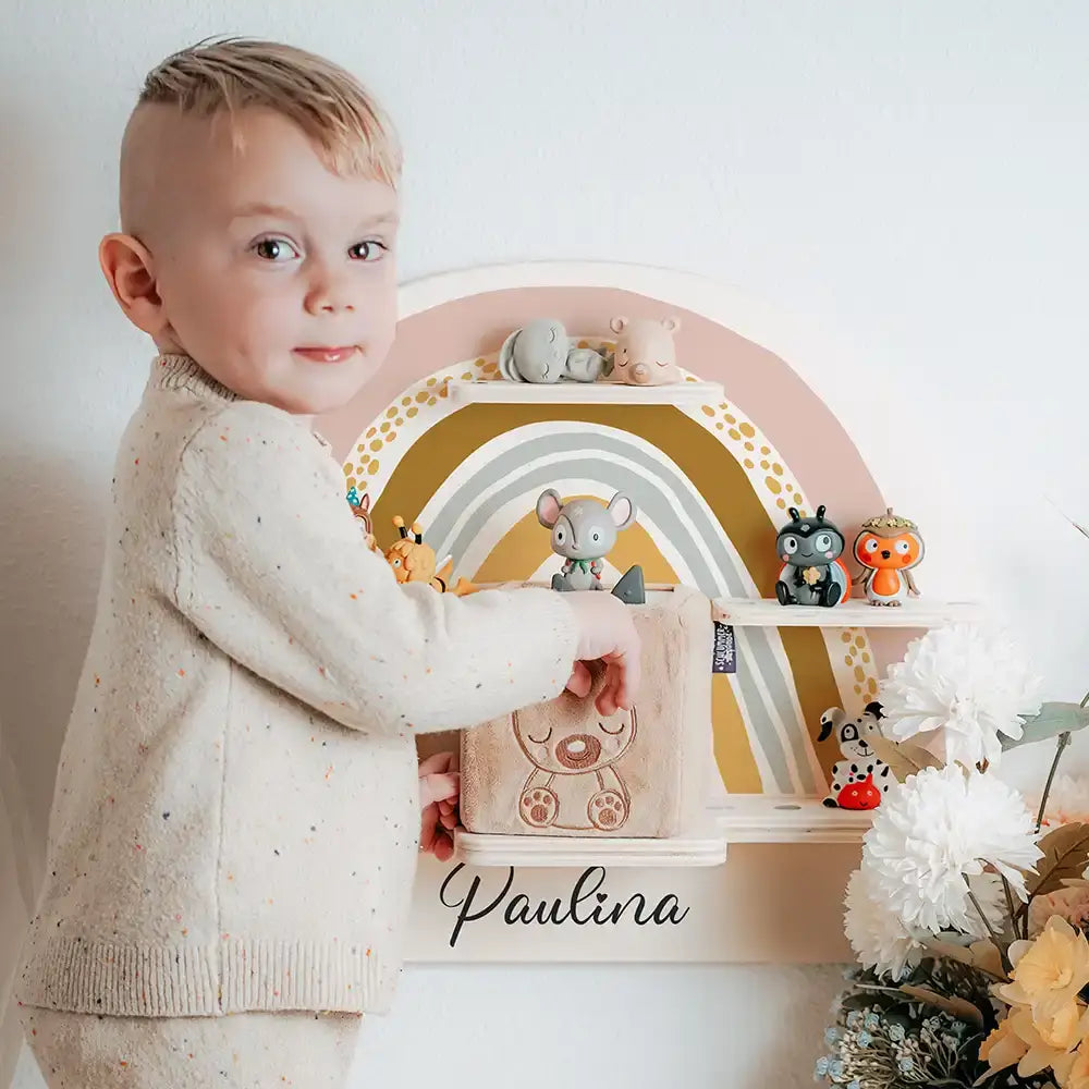 Tonie Regal aus Holz, Toniebox Regal personalisiert Regenbogen 2