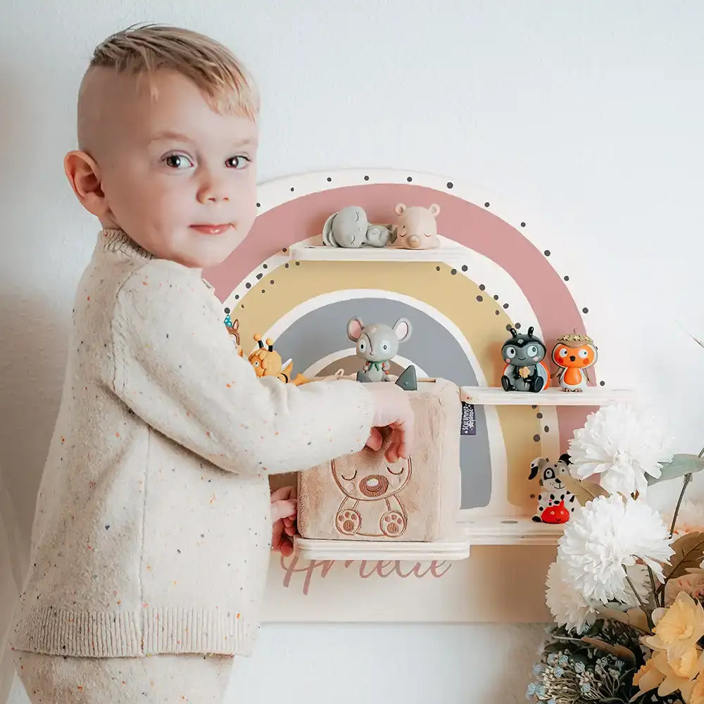 Tonie Regal aus Holz, Toniebox Regal personalisiert Regenbogen 6