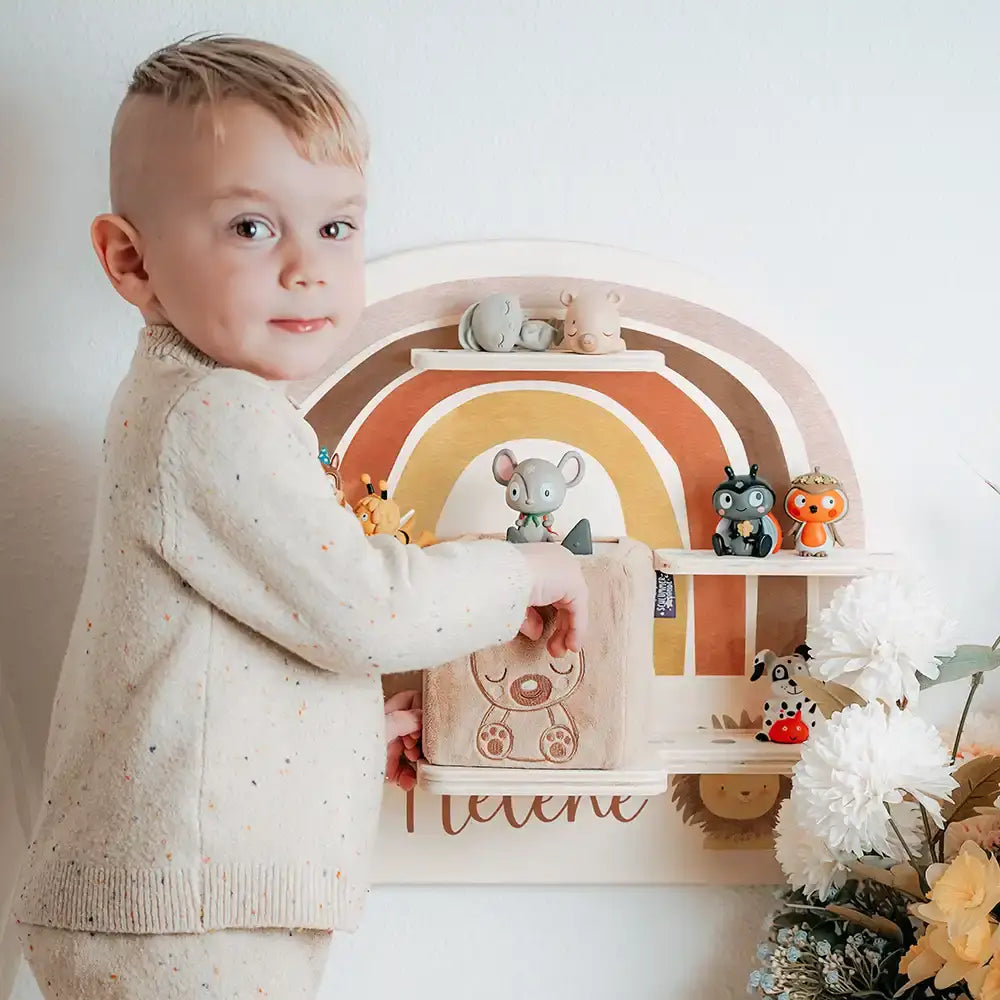 Tonie Regal aus Holz, Toniebox Regal personalisiert Regenbogen 8