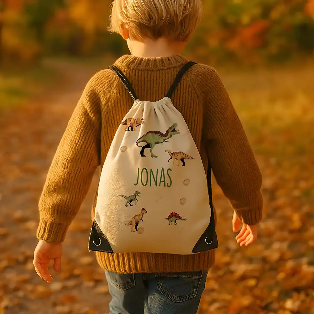 Personalisierter Turnbeutel mit Namen - Dinos