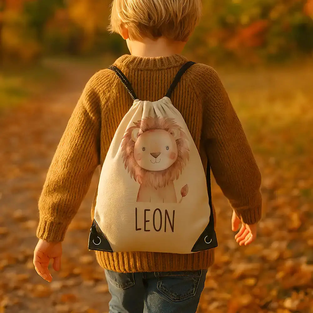Personalisierter Turnbeutel mit Namen - Löwe