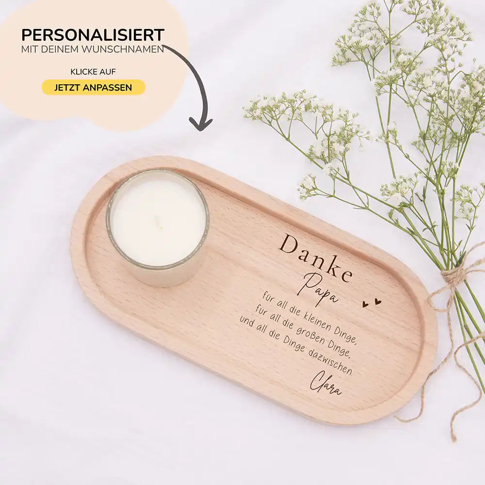Personalisiertes Holz-Serviertablett "Danke Papa" - Vatertag Geschenk