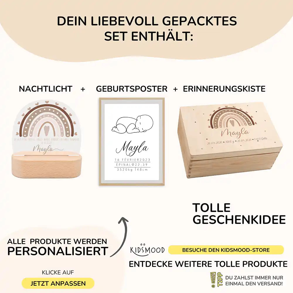 Willkommen auf der Welt – Geschenkset "Regenbogen" | Geschenk zur Geburt