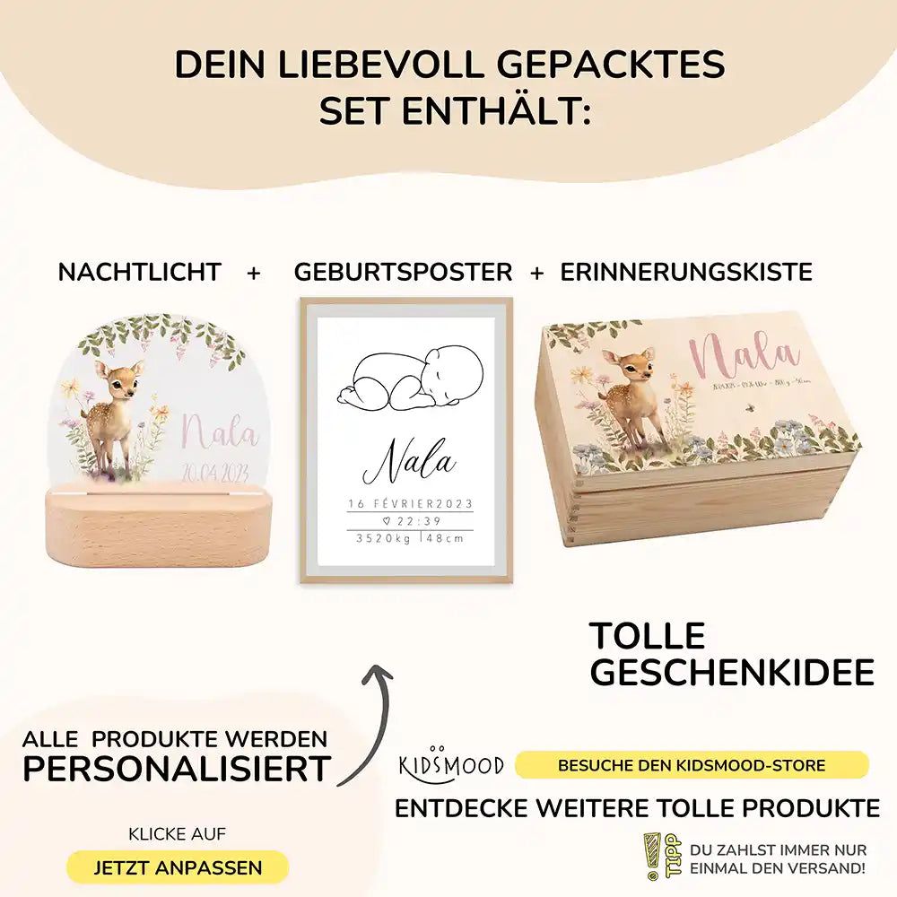 Willkommen auf der Welt Bundle – Reh" | Geschenk zur Geburt