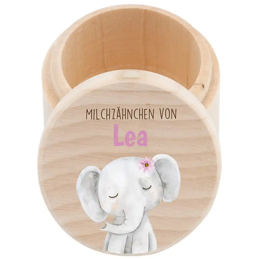 Milchzahndose personalisiert - Mädchen Elefant Motiv