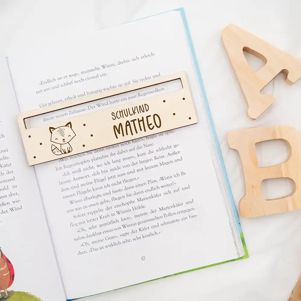 personalisierte lesehilfe mit niedlichem fuchs design für den schulanfang