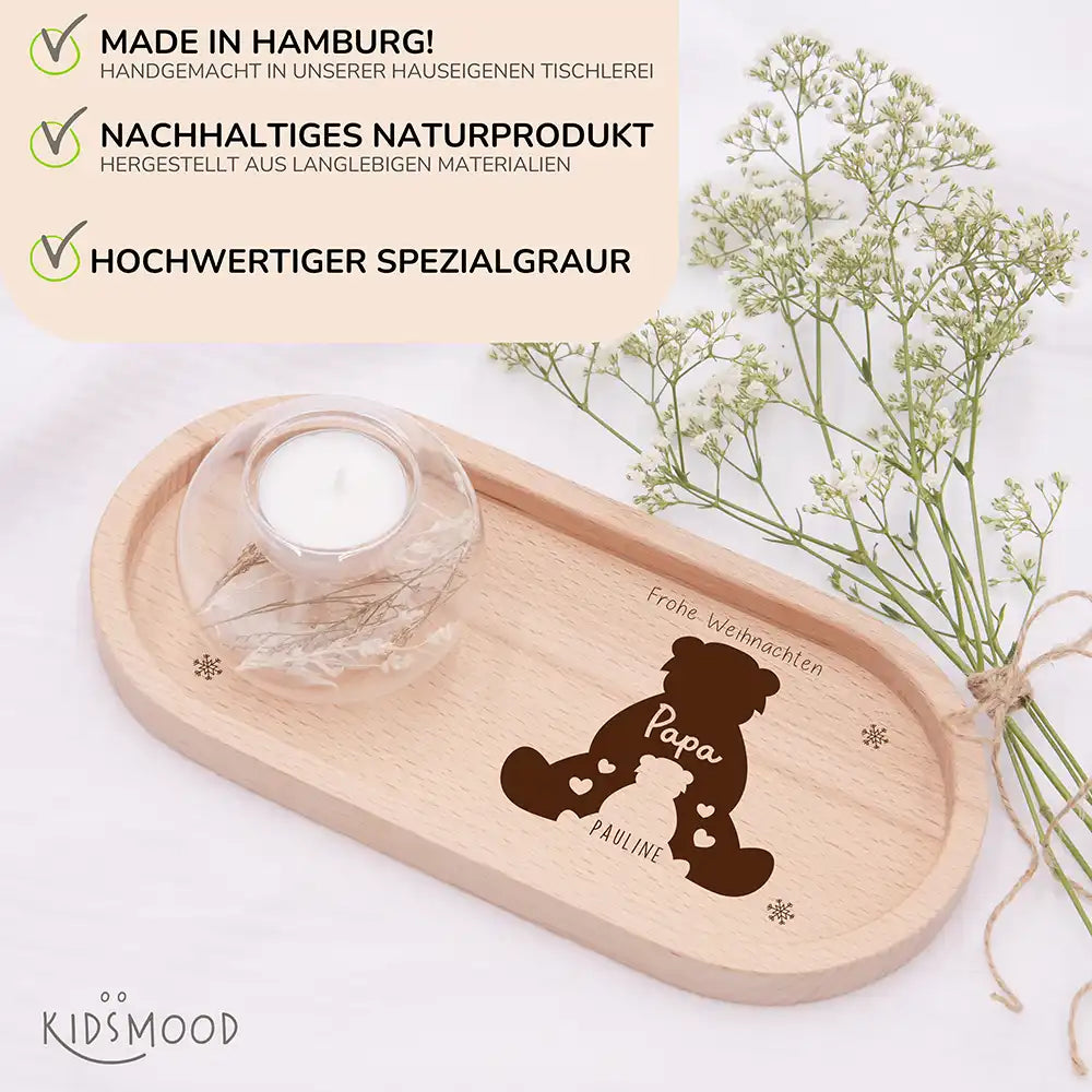 Holz-Serviertablett Papa-Weihnachtsgeschenk - Papa Bär