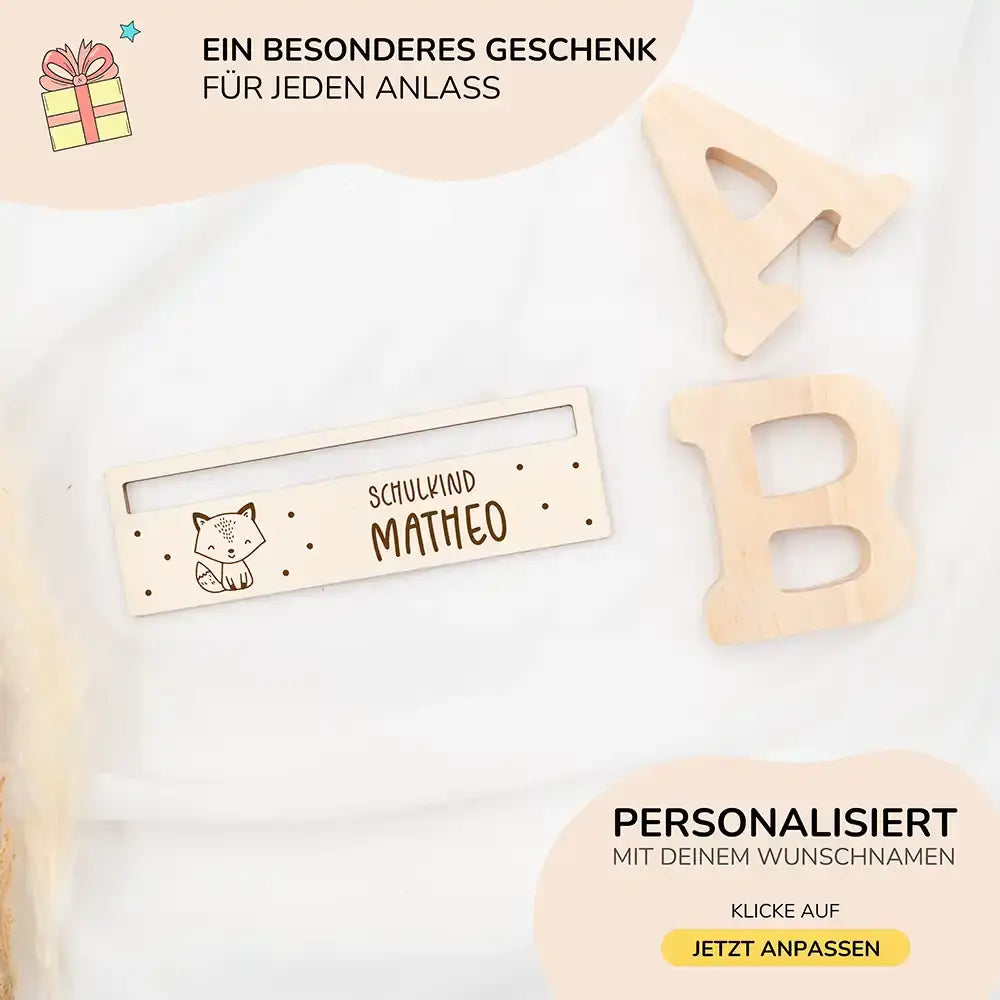 lesehilfe mit niedlichem fuchs motiv und individuellem namen