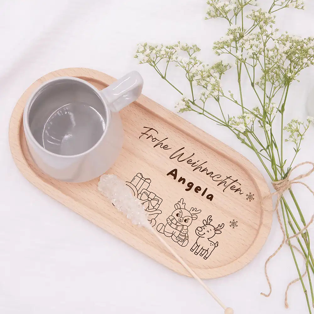 Holz-Serviertablett Weihnachtsgeschenk - Frohe Weihnachten niedliche Motive